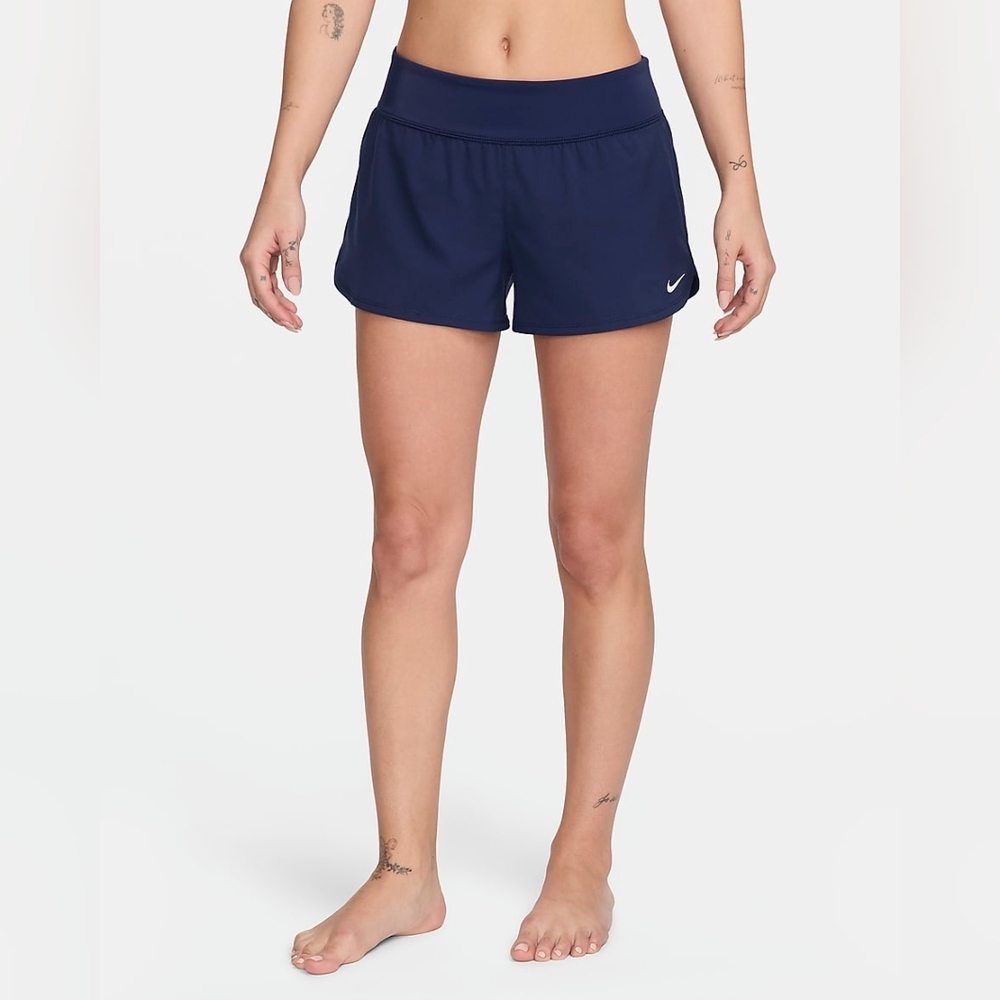 Nike Women's Midnight Blue Shorts Swim Or Casual With Liner - Picture 1 of 8